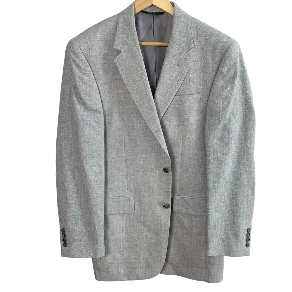 Jos. A. Bank Size 40 L Men's Linen Wool Sport Cost Blazer Jacket Gray Business
